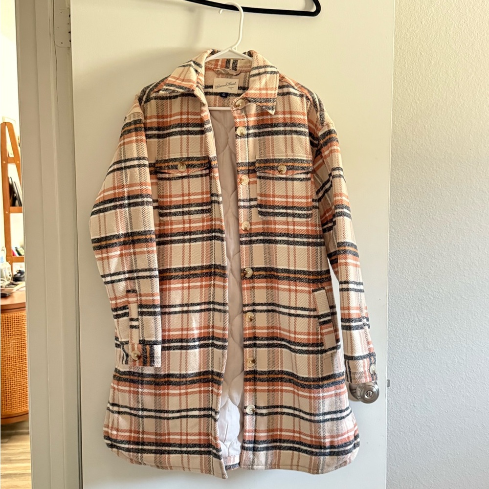 Universal Thread Autumnal Plaid Buttonfront Coat - image 1